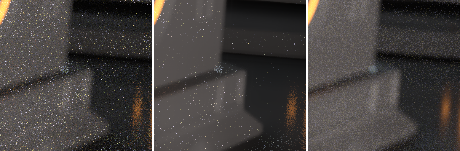 Denoise comparison: bokeh and emissive region